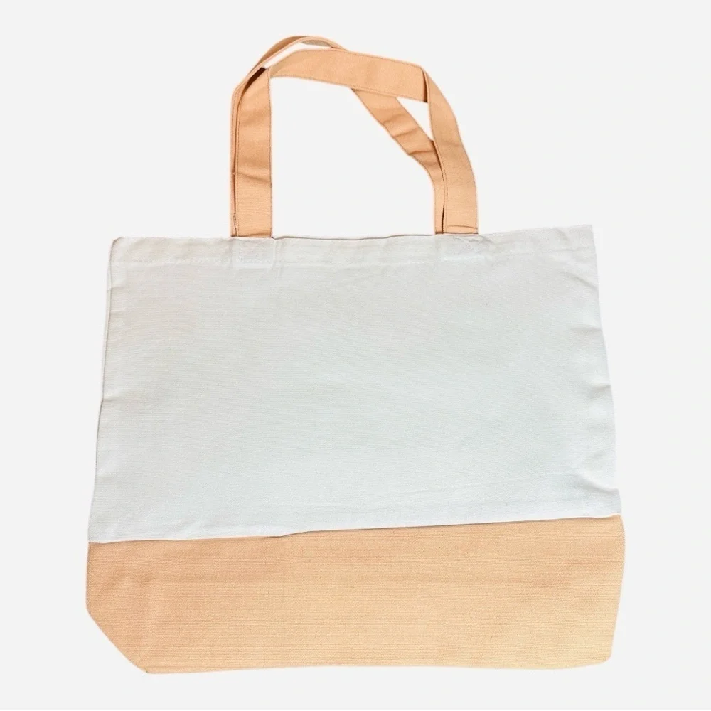 Large Canvas Tote Bag with Mother & Daughter Art | Hand Pressed | 17”x14”